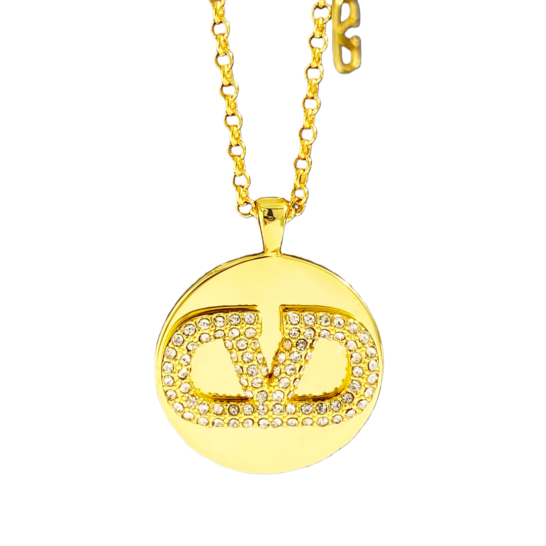 VTN037 Valentino Garavani VLogo Signature crystal pendant necklace bracelet earrins - ccjewelryacc