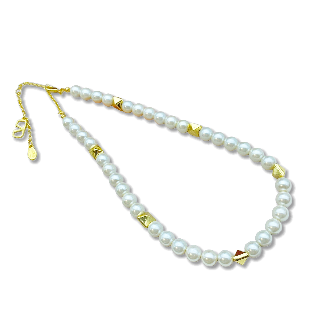 VTN010 Valentino Garavani lockstud pearl choker Necklace - ccjewelryacc