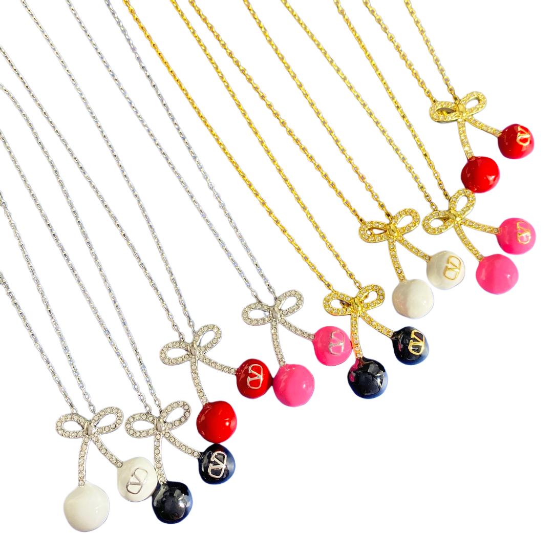 VTN052 Valentino Garavani Cherryfic crystal necklace - ccjewelryacc