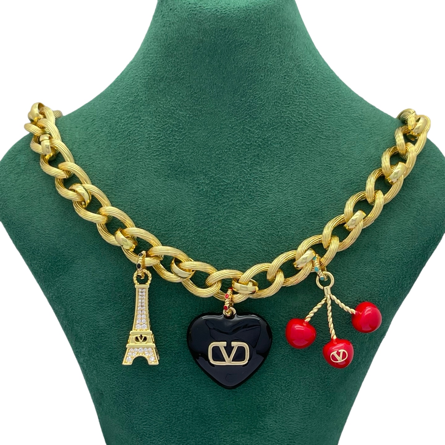 VTN065 Valentino Garavani COEUR ROYAL Metal enamel crystal - ccjewelryacc