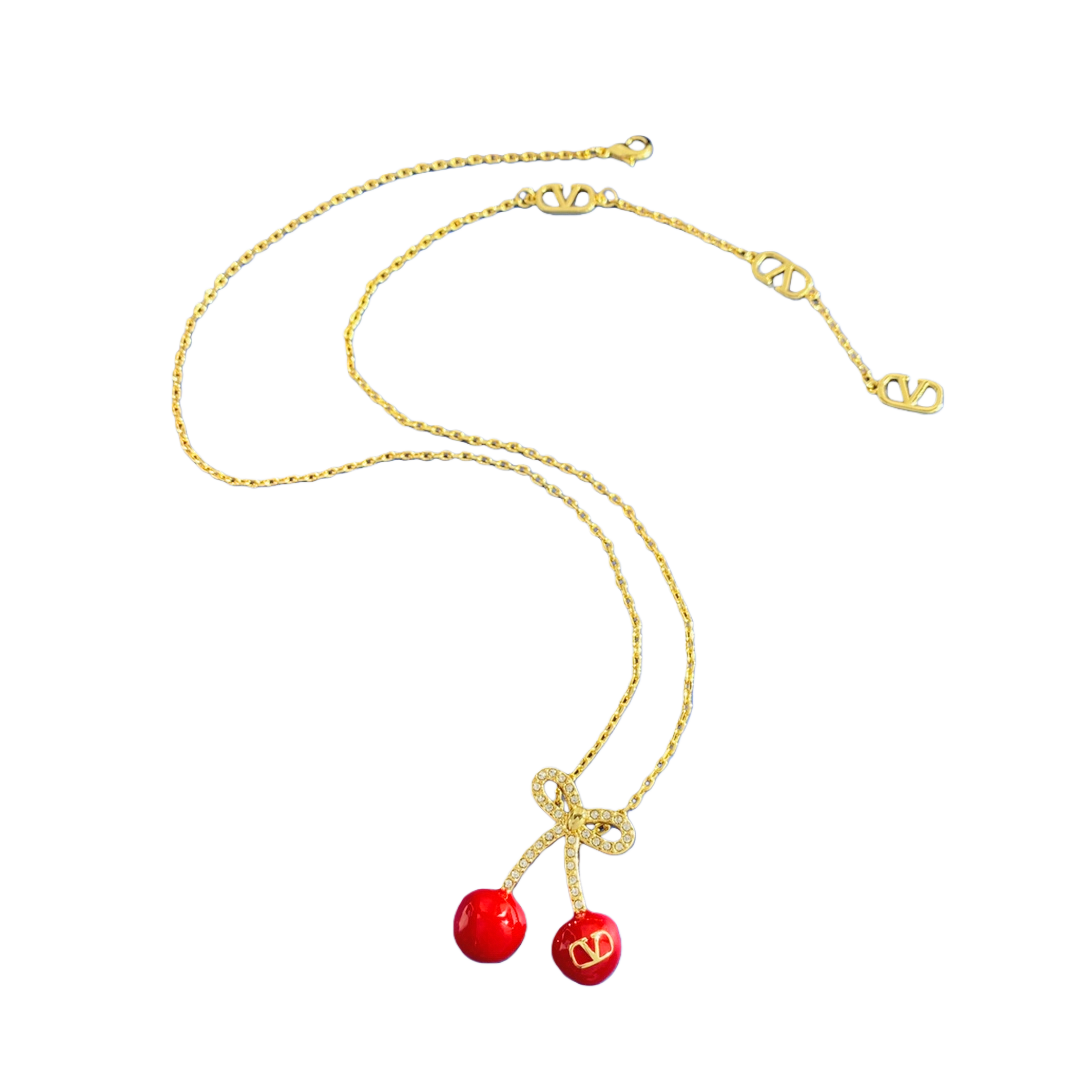 VTN052 Valentino Garavani Cherryfic crystal necklace - ccjewelryacc