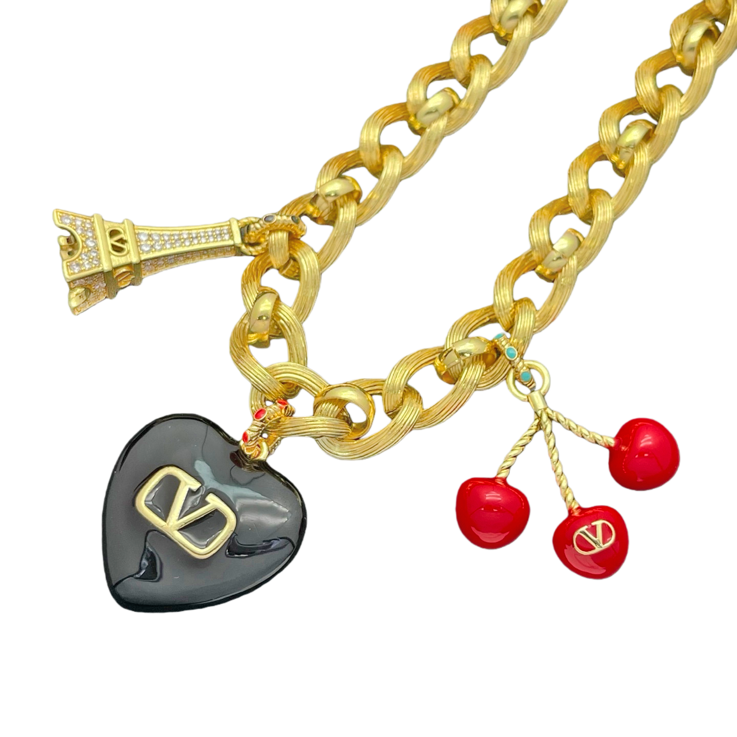 VTN065 Valentino Garavani COEUR ROYAL Metal enamel crystal - ccjewelryacc