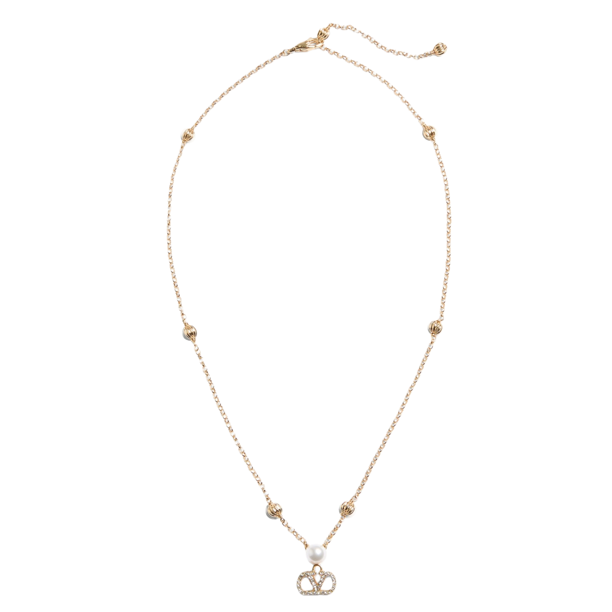 VTN061 Valentino Garavani VLOGO SIGNATURE METAL, pearl, crystal necklace - ccjewelryacc