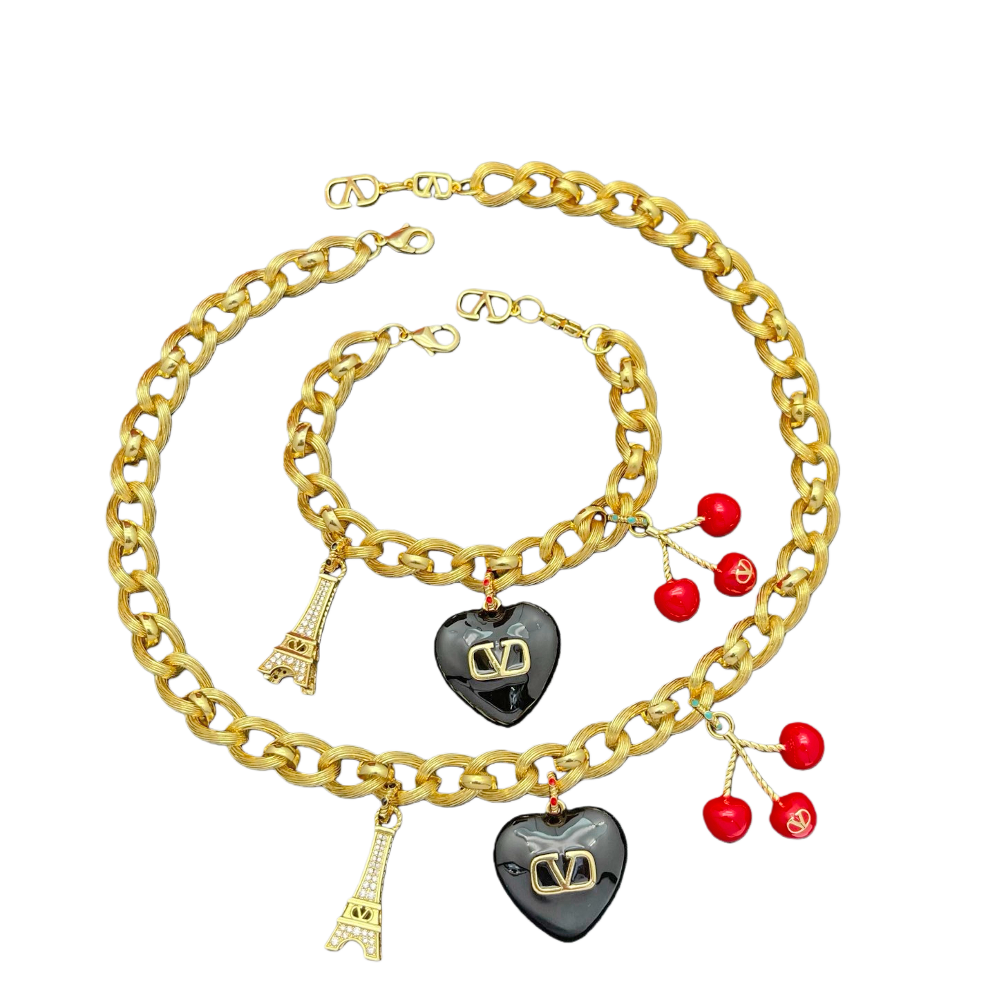 VTN065 Valentino Garavani COEUR ROYAL Metal enamel crystal - ccjewelryacc