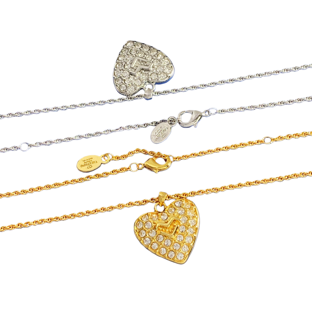 VTN054 Valentino Garavani crystal heart necklace - ccjewelryacc