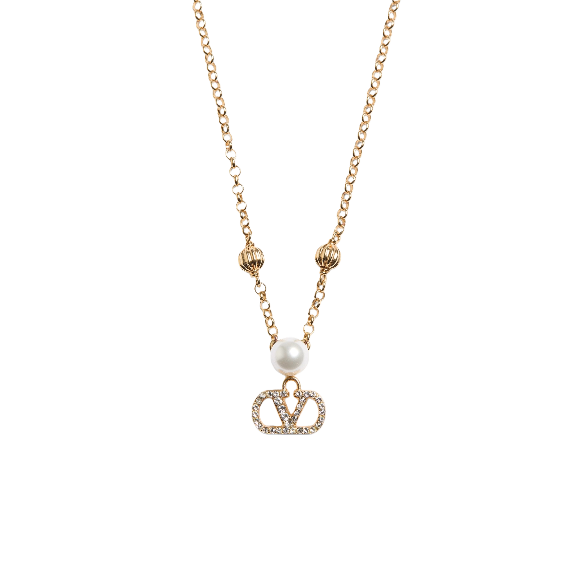 VTN061 Valentino Garavani VLOGO SIGNATURE METAL, pearl, crystal necklace - ccjewelryacc