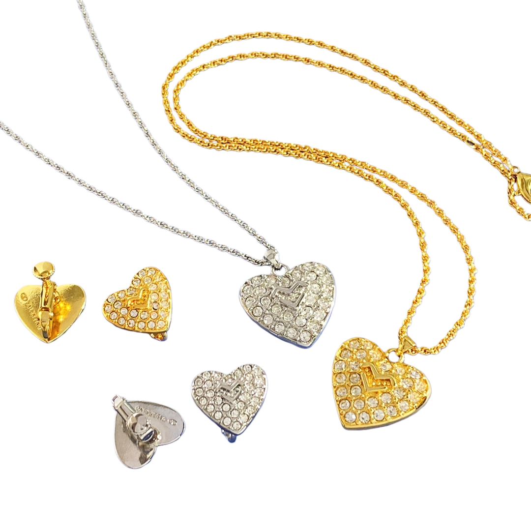 VTN054 Valentino Garavani crystal heart necklace - ccjewelryacc