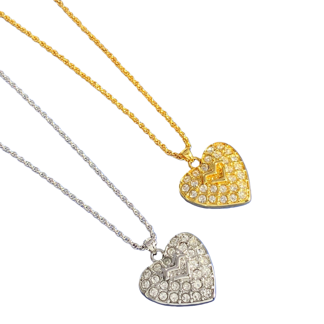 VTN054 Valentino Garavani crystal heart necklace - ccjewelryacc