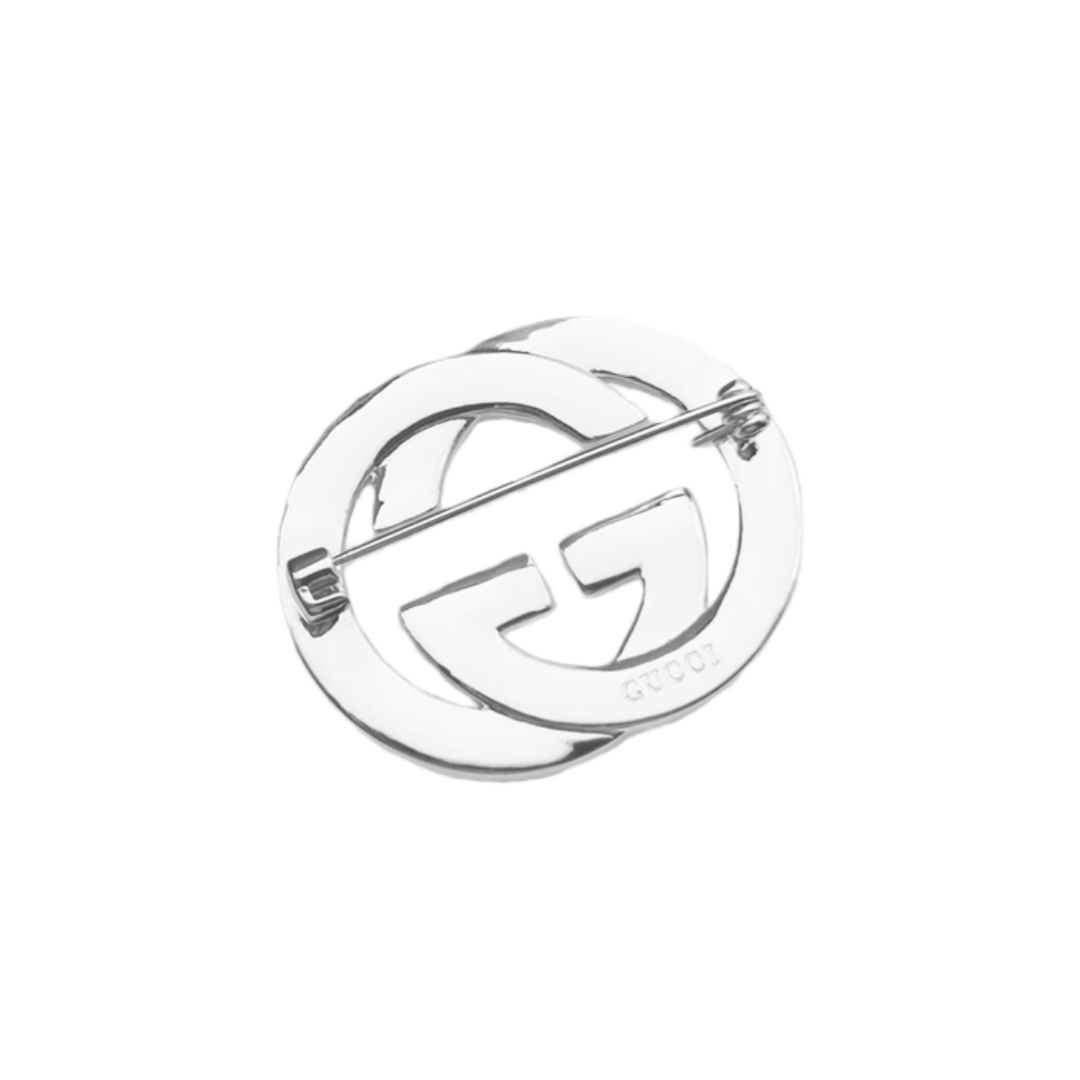 GGB011 Full crystal GG logo brooch pin - ccjewelryacc