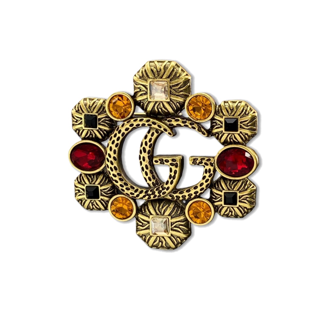 GGB016 Vintage gemstone GG brooch pin - ccjewelryacc