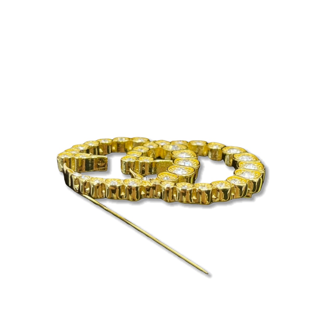 GGB039 Metal crystal GG brooch pin - ccjewelryacc