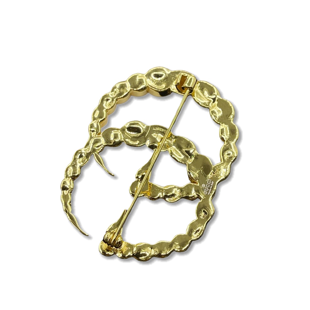 GGB039 Metal crystal GG brooch pin - ccjewelryacc