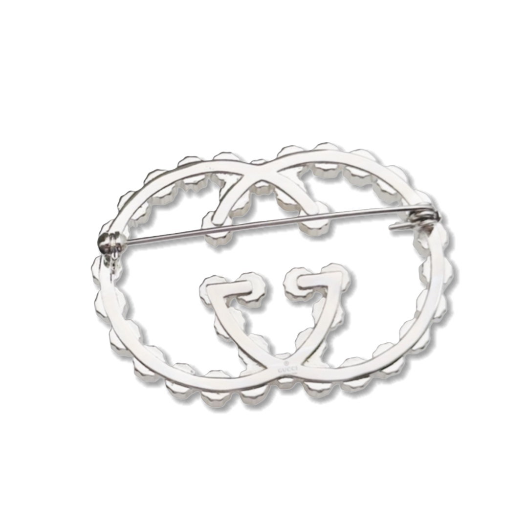 GGB013C GG Logo crystal  brooch pin - ccjewelryacc
