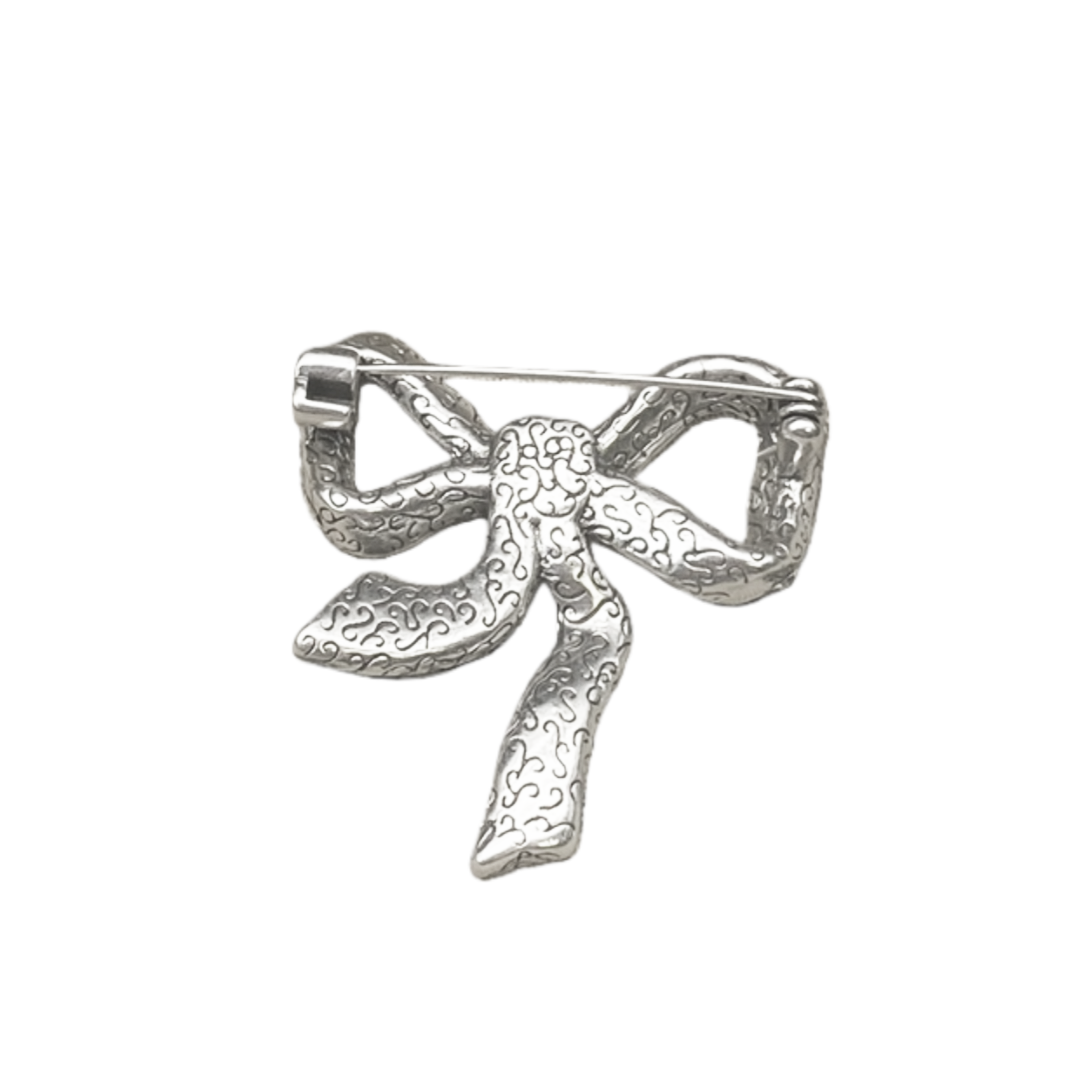 GGB036 GG Silver Bow Crystal Brooch - ccjewelryacc
