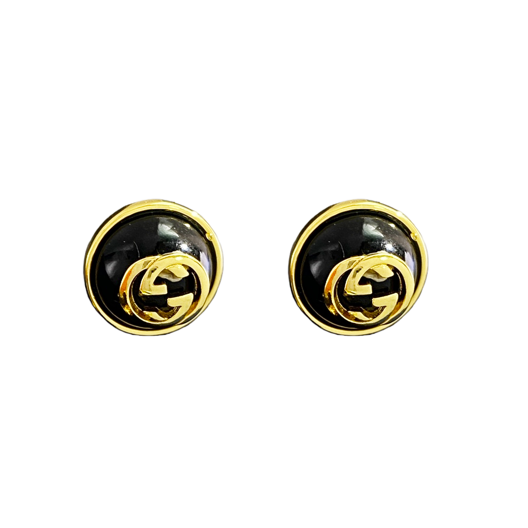 GGE140 Half Round bead GG logo stud Earrings - ccjewelryacc