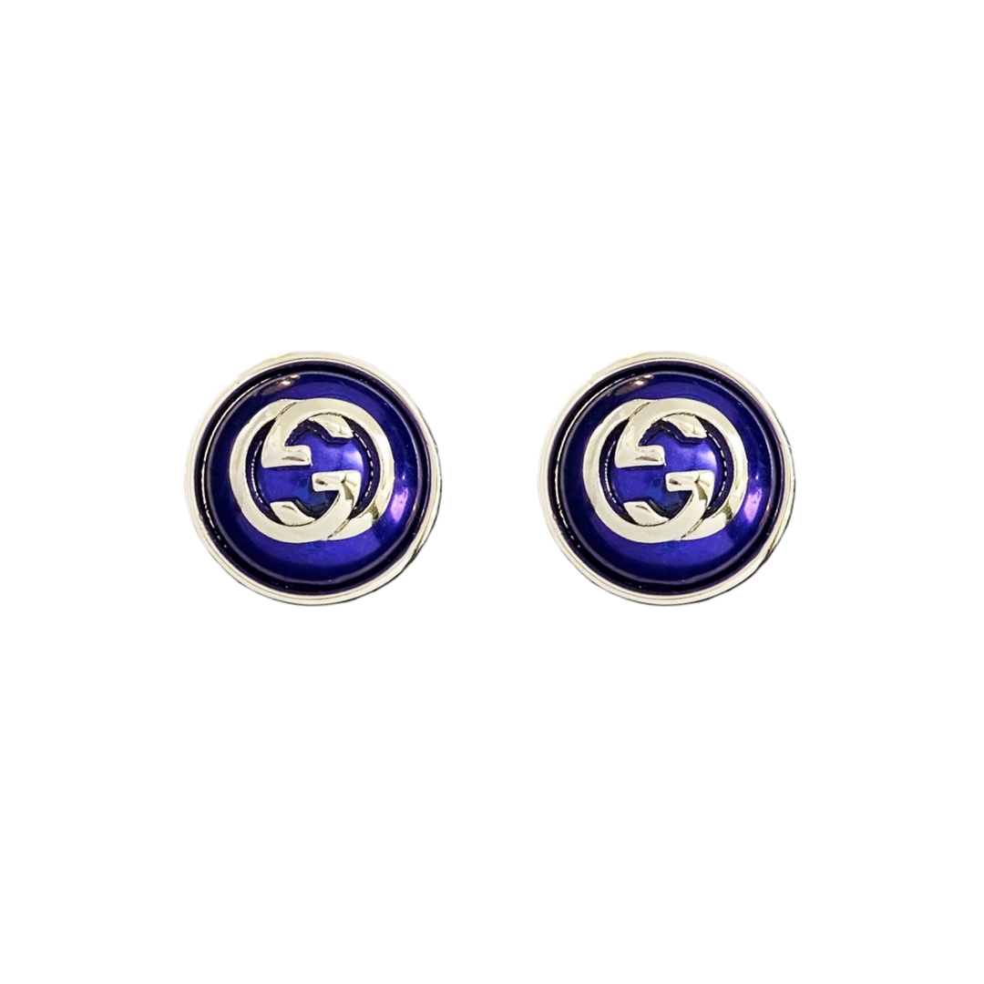 GGE140 Half Round bead GG logo stud Earrings - ccjewelryacc