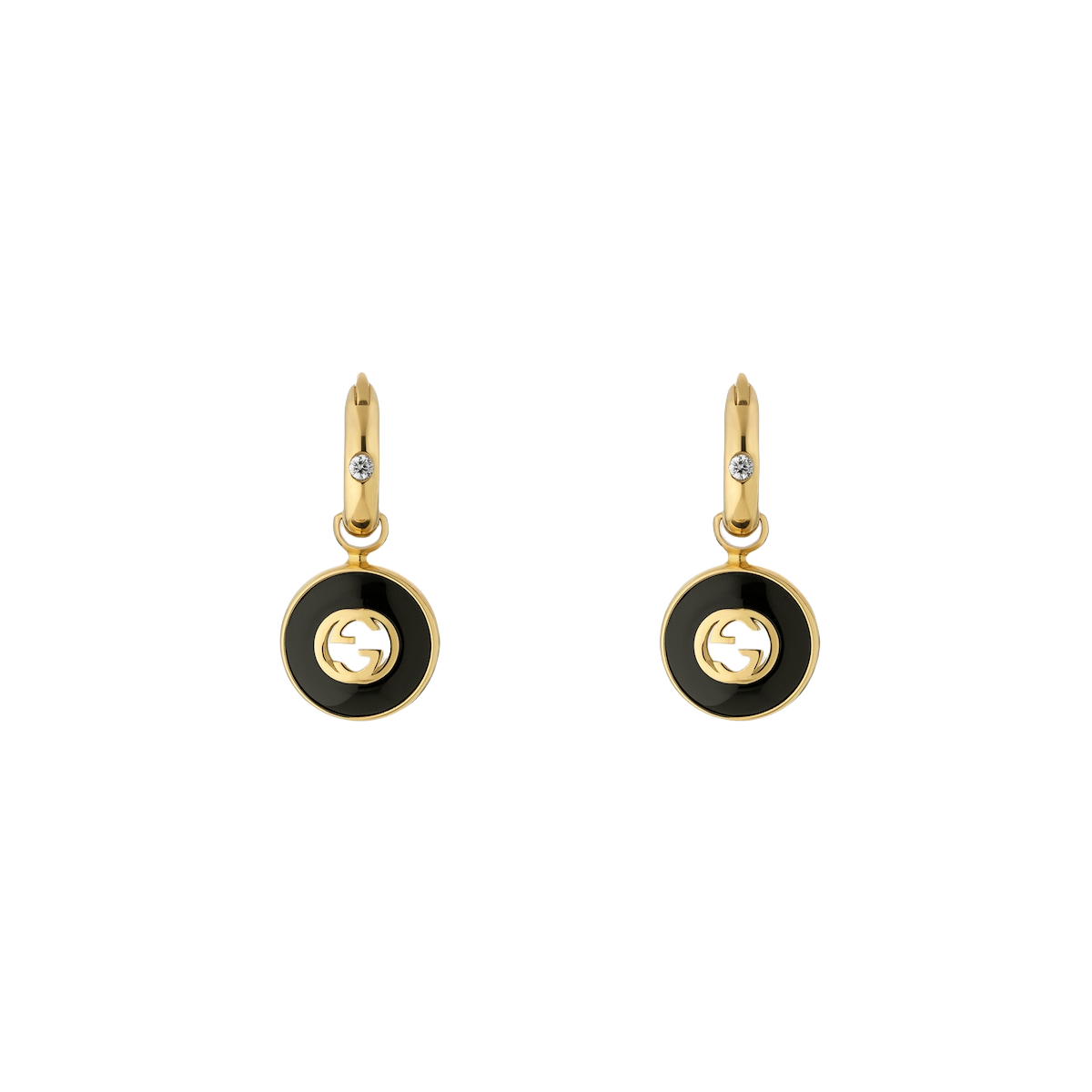 GGE139 Onyx gg logo drop earring - ccjewelryacc