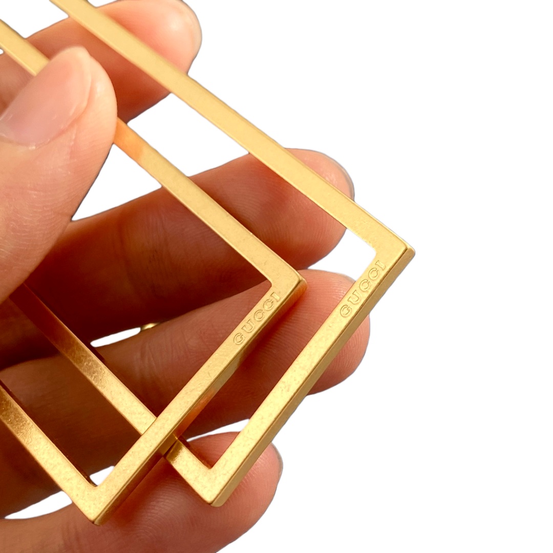 GGE018 GG rectangle gold hoop earrings - ccjewelryacc