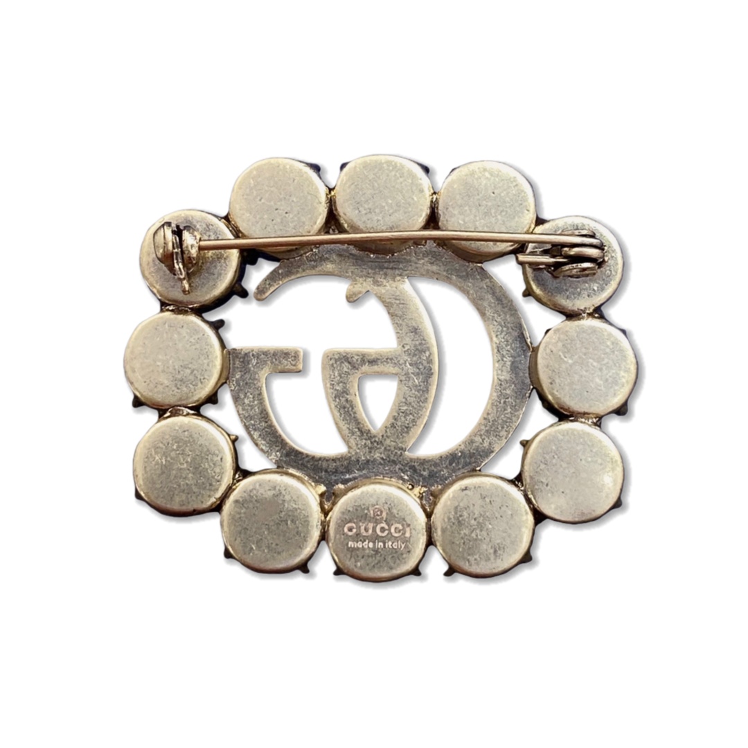 GGB046 Gucci Colorful rhinestone GG Logo Brooch - ccjewelryacc