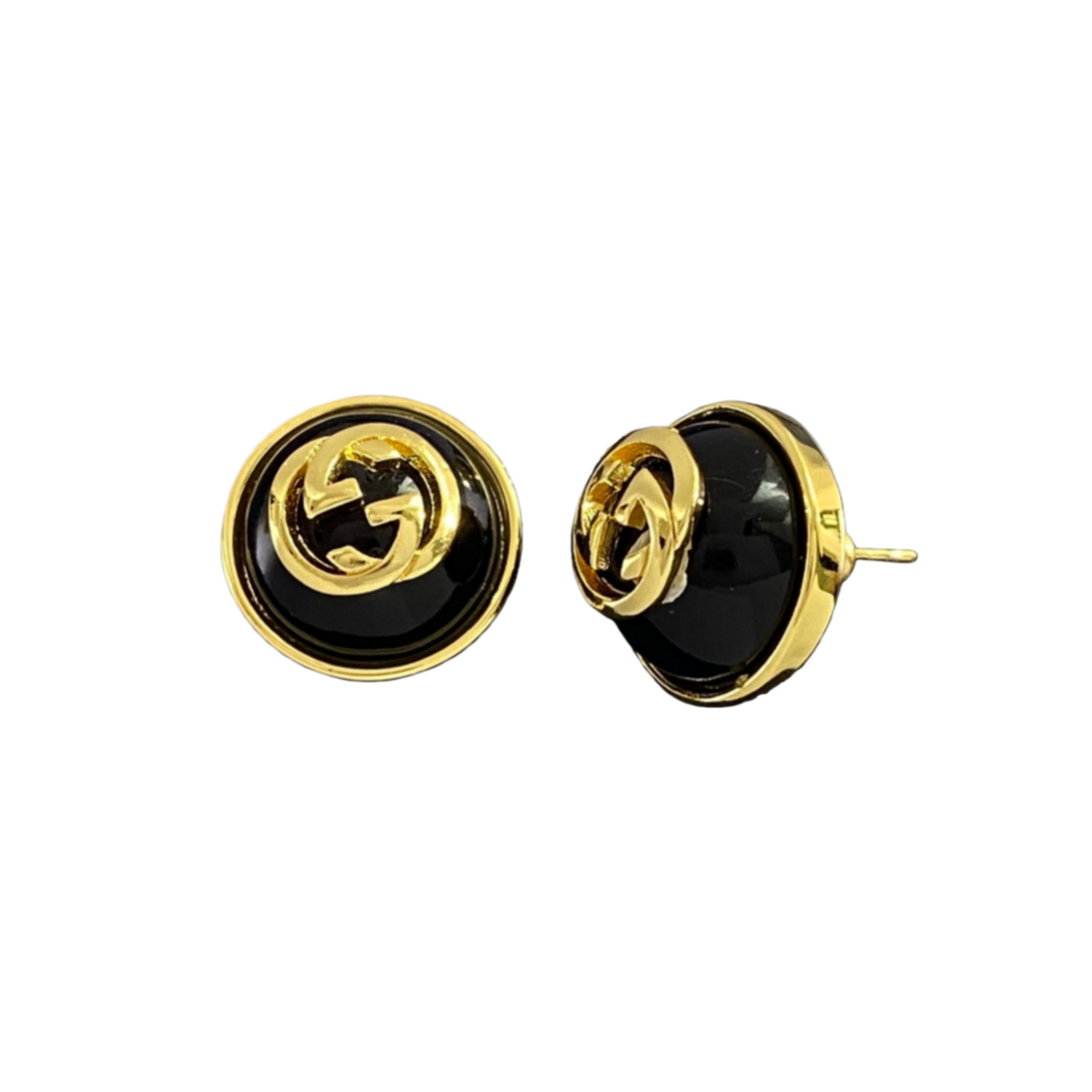 GGE140 Half Round bead GG logo stud Earrings - ccjewelryacc