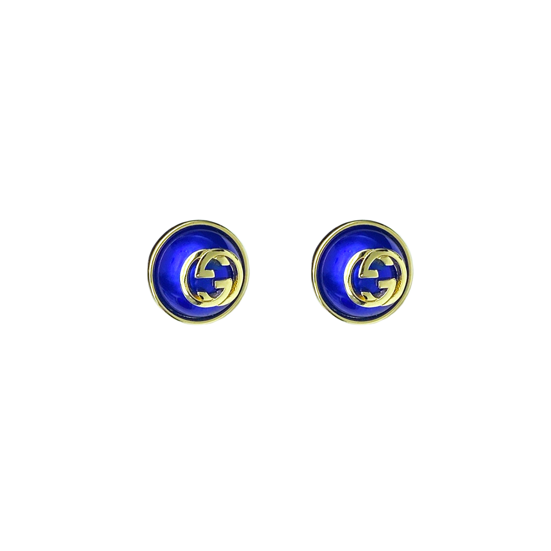 GGE140 Half Round bead GG logo stud Earrings - ccjewelryacc