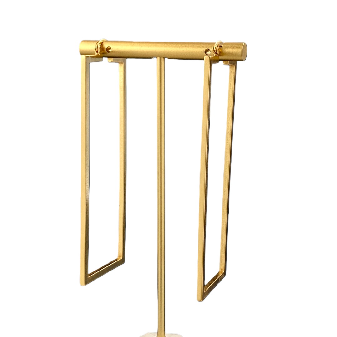 GGE018 GG rectangle gold hoop earrings - ccjewelryacc