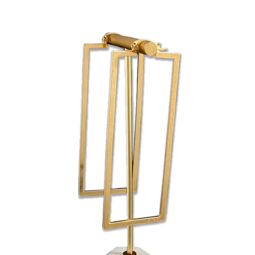 GGE018 GG rectangle gold hoop earrings - ccjewelryacc