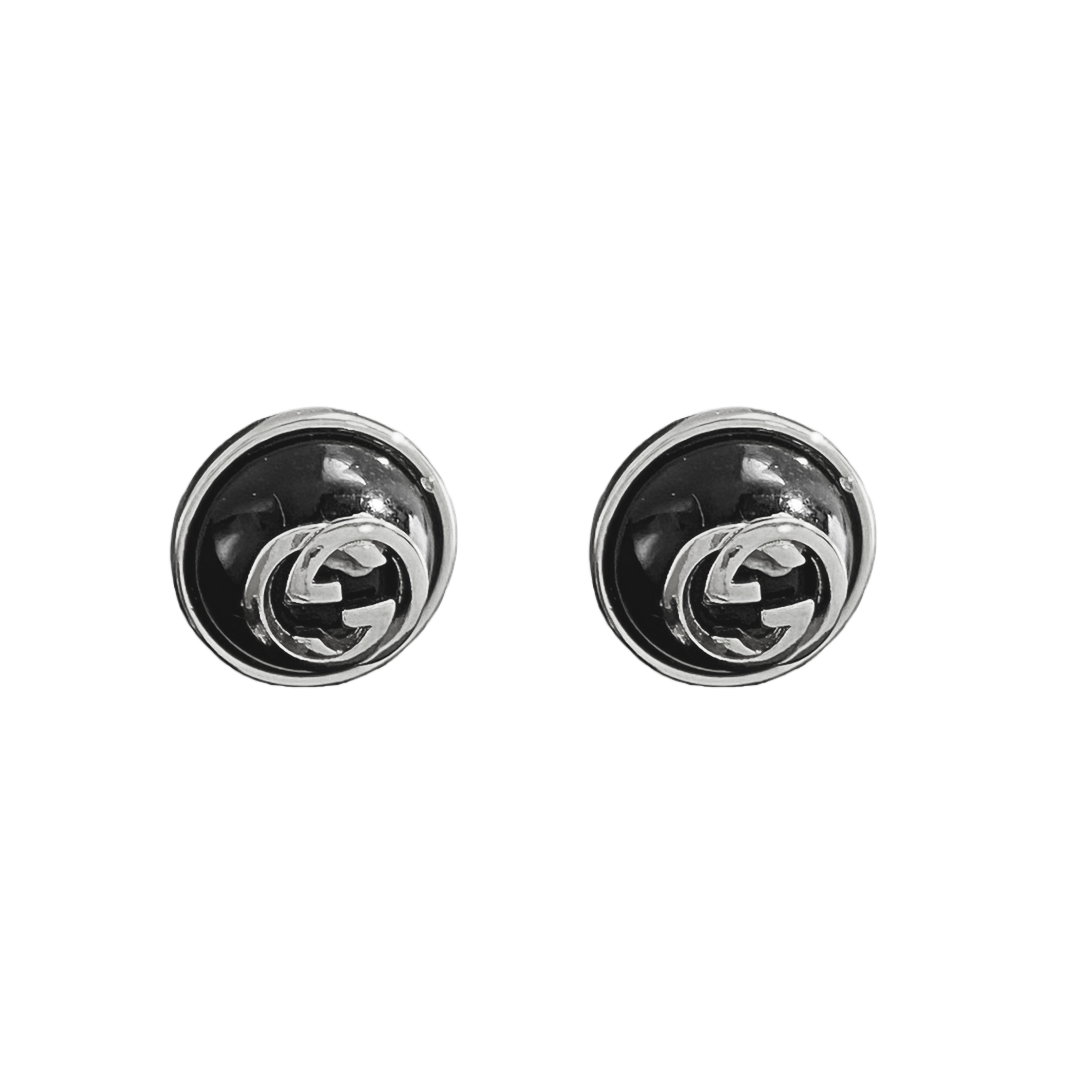 GGE140 Half Round bead GG logo stud Earrings - ccjewelryacc