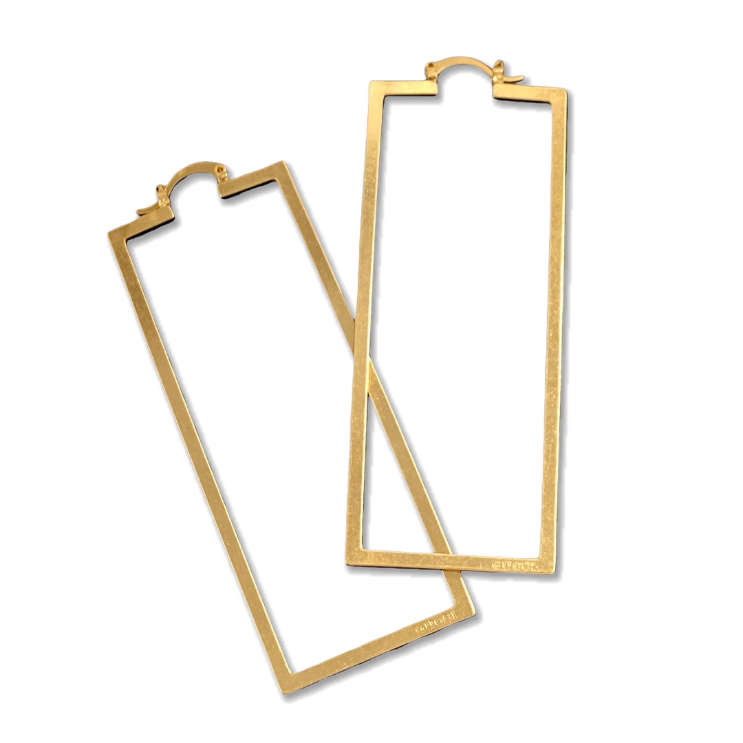 GGE018 GG rectangle gold hoop earrings - ccjewelryacc