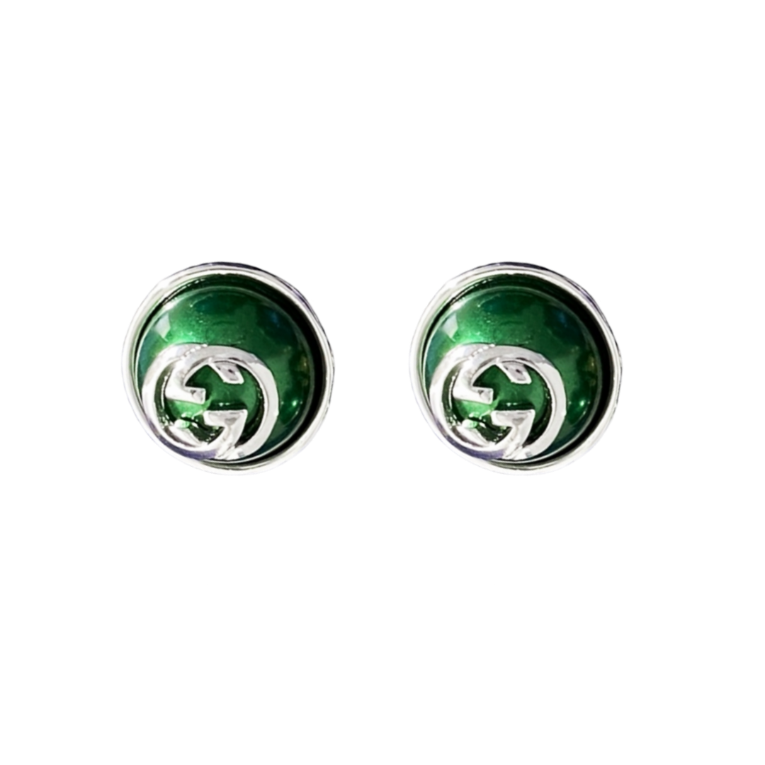 GGE140 Half Round bead GG logo stud Earrings - ccjewelryacc