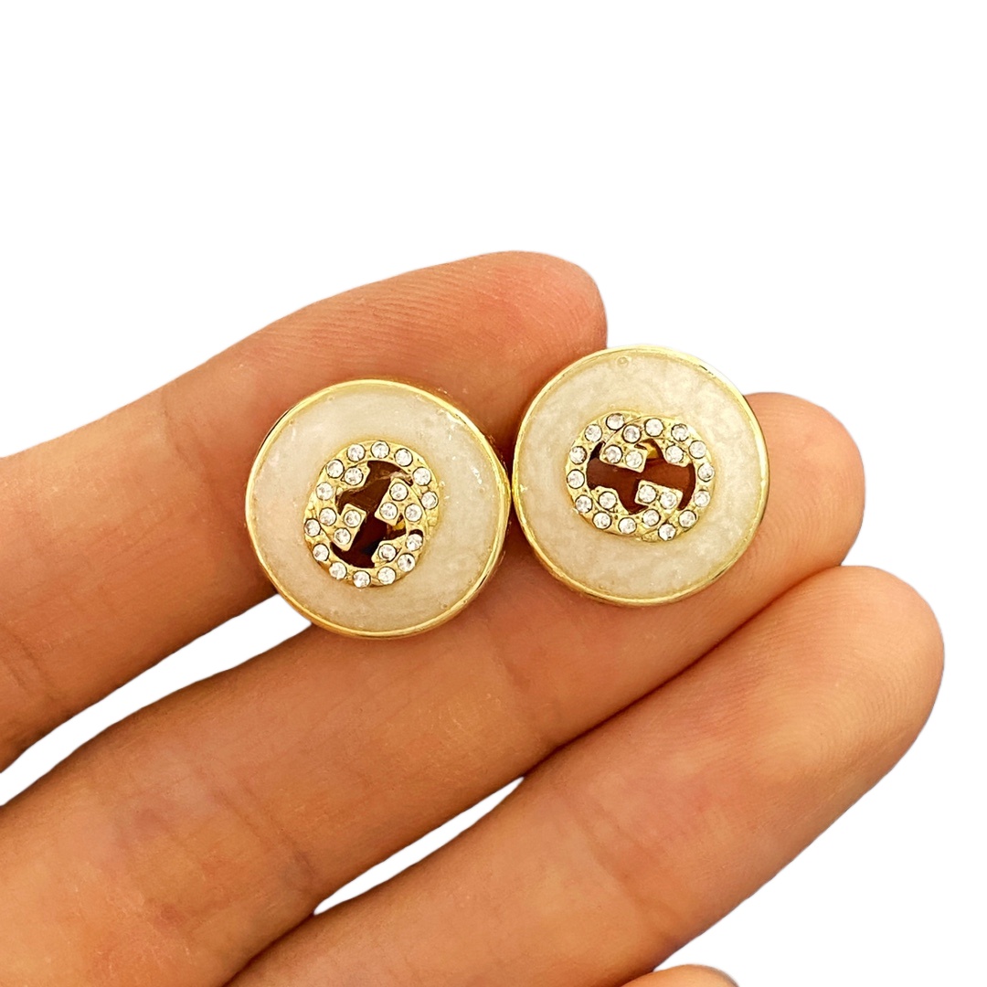 GGE017 GG Interlocking diamond earrings - ccjewelryacc