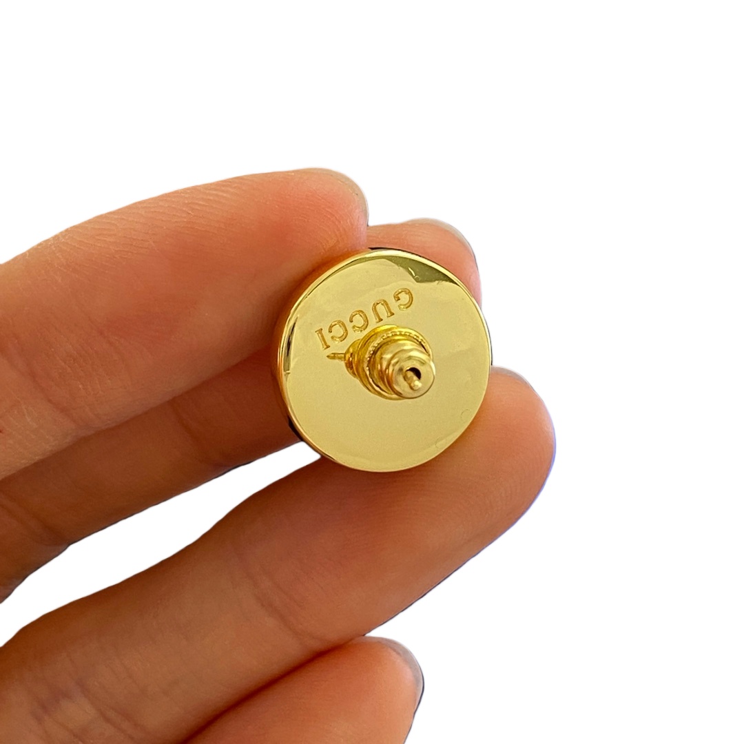 GGE140 Half Round bead GG logo stud Earrings - ccjewelryacc