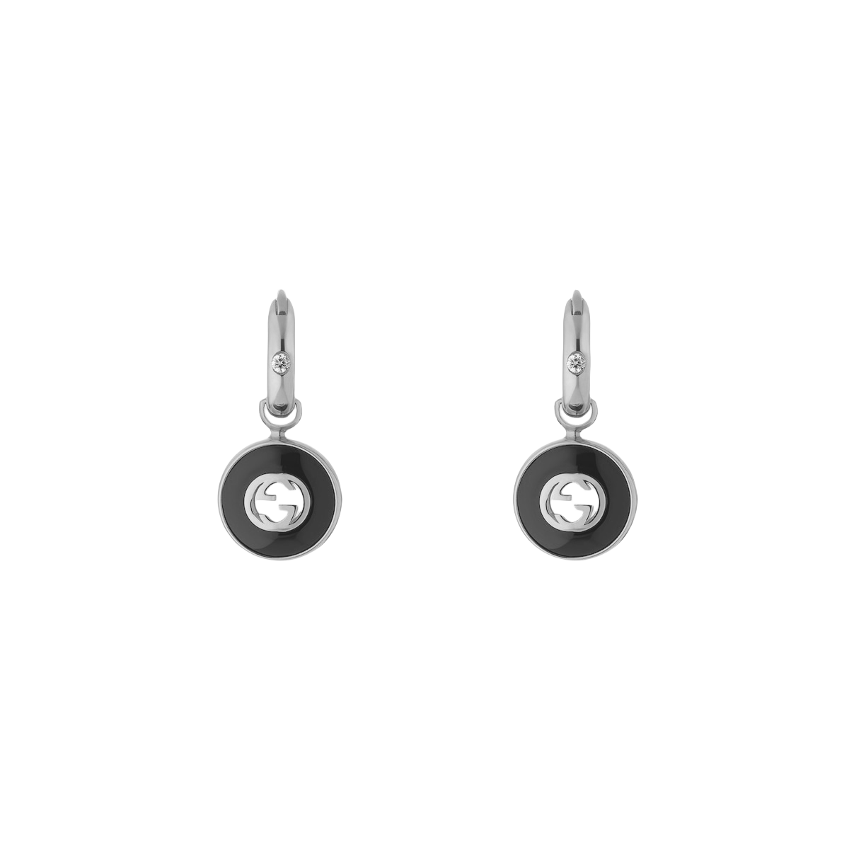 GGE139 Onyx gg logo drop earring - ccjewelryacc