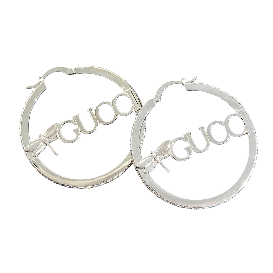 GGE055 GG Hoop earrings in metal and crystal - ccjewelryacc