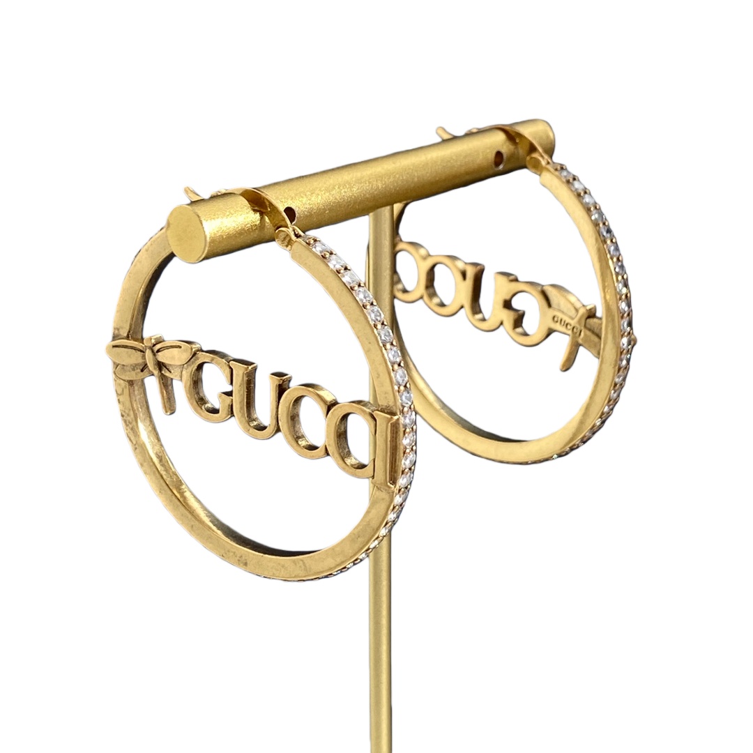 GGE055 GG Hoop earrings in metal and crystal - ccjewelryacc