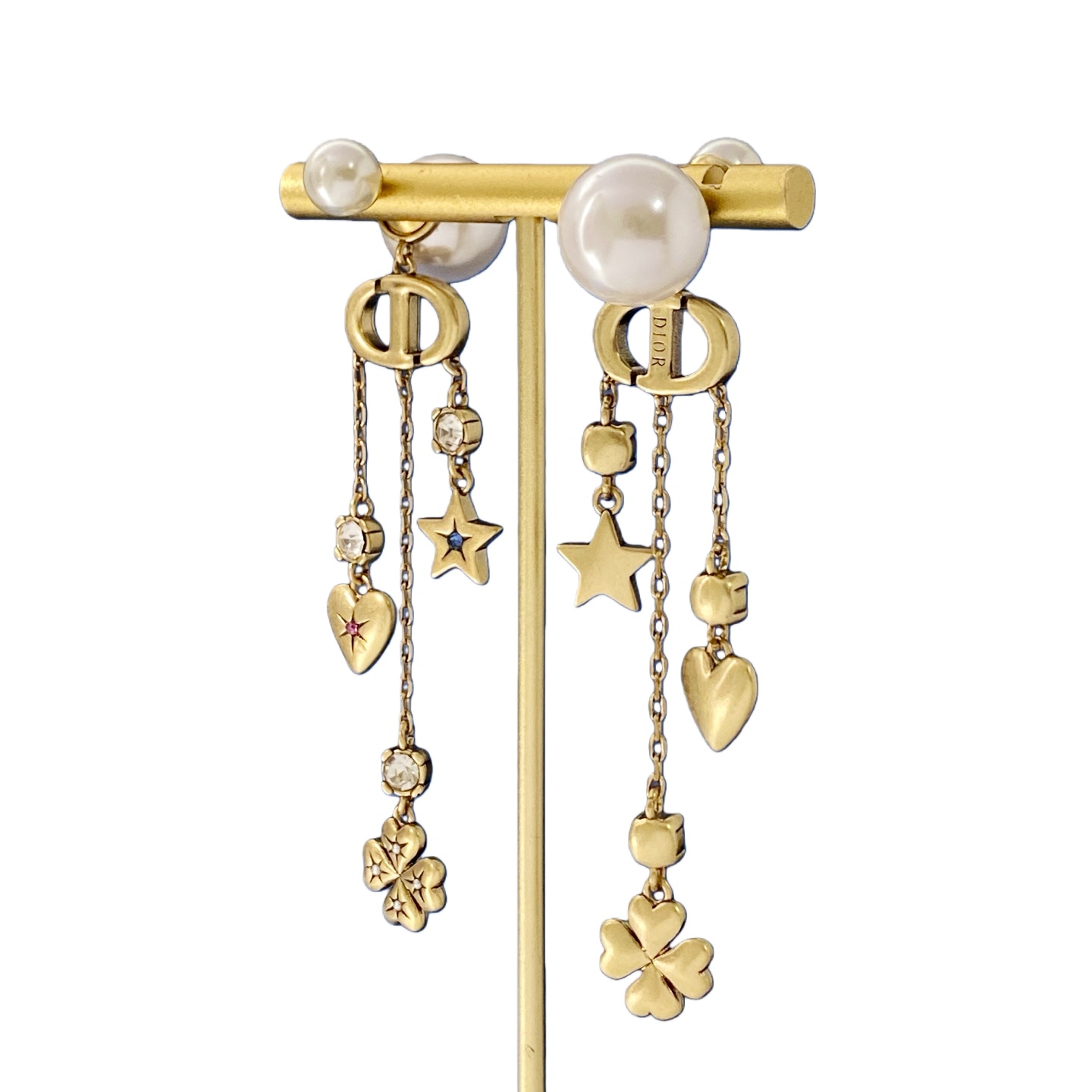 CDE221 Dior clover hear star tassels earrings - ccjewelryacc