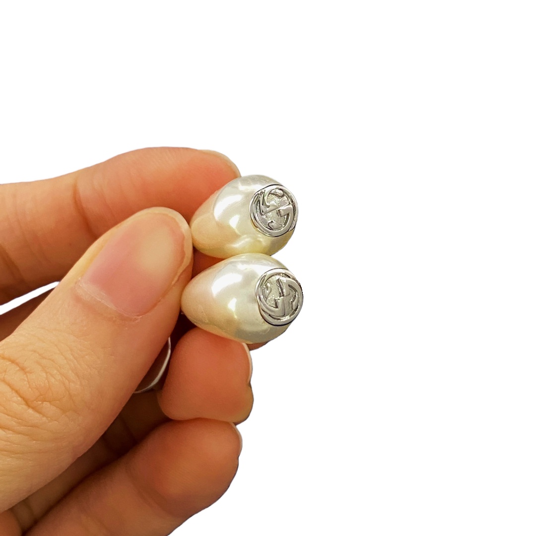 GGE056 GG Crystal and pearl drop earring - ccjewelryacc