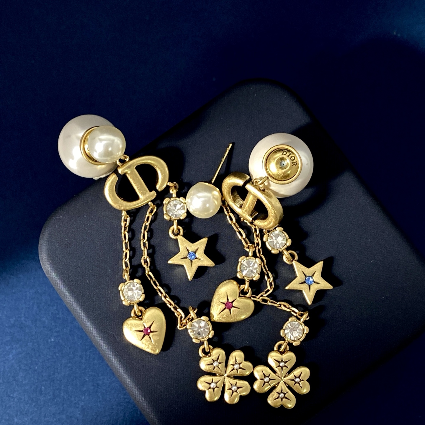 CDE221 Dior clover hear star tassels earrings - ccjewelryacc