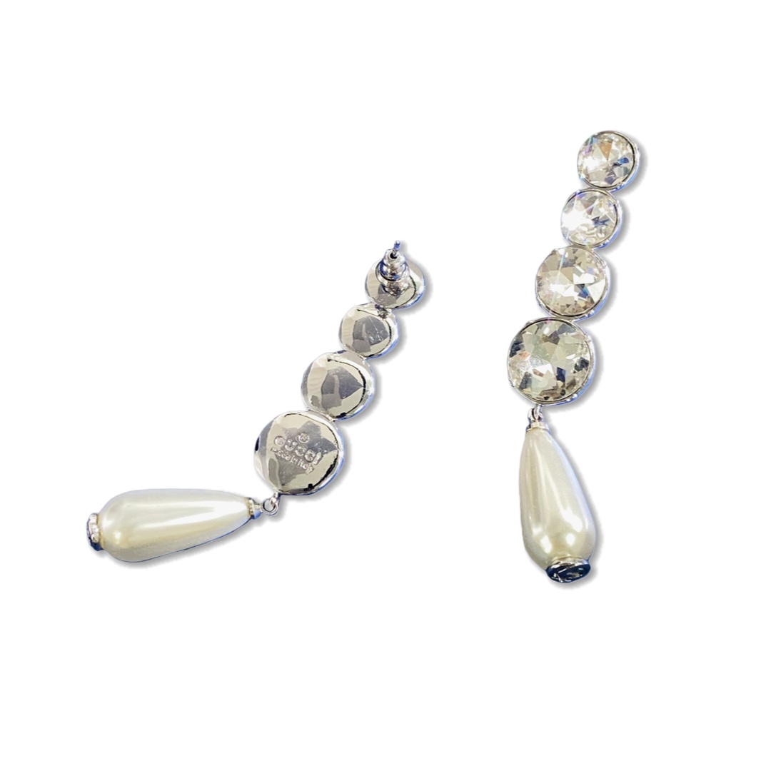 GGE056 GG Crystal and pearl drop earring - ccjewelryacc