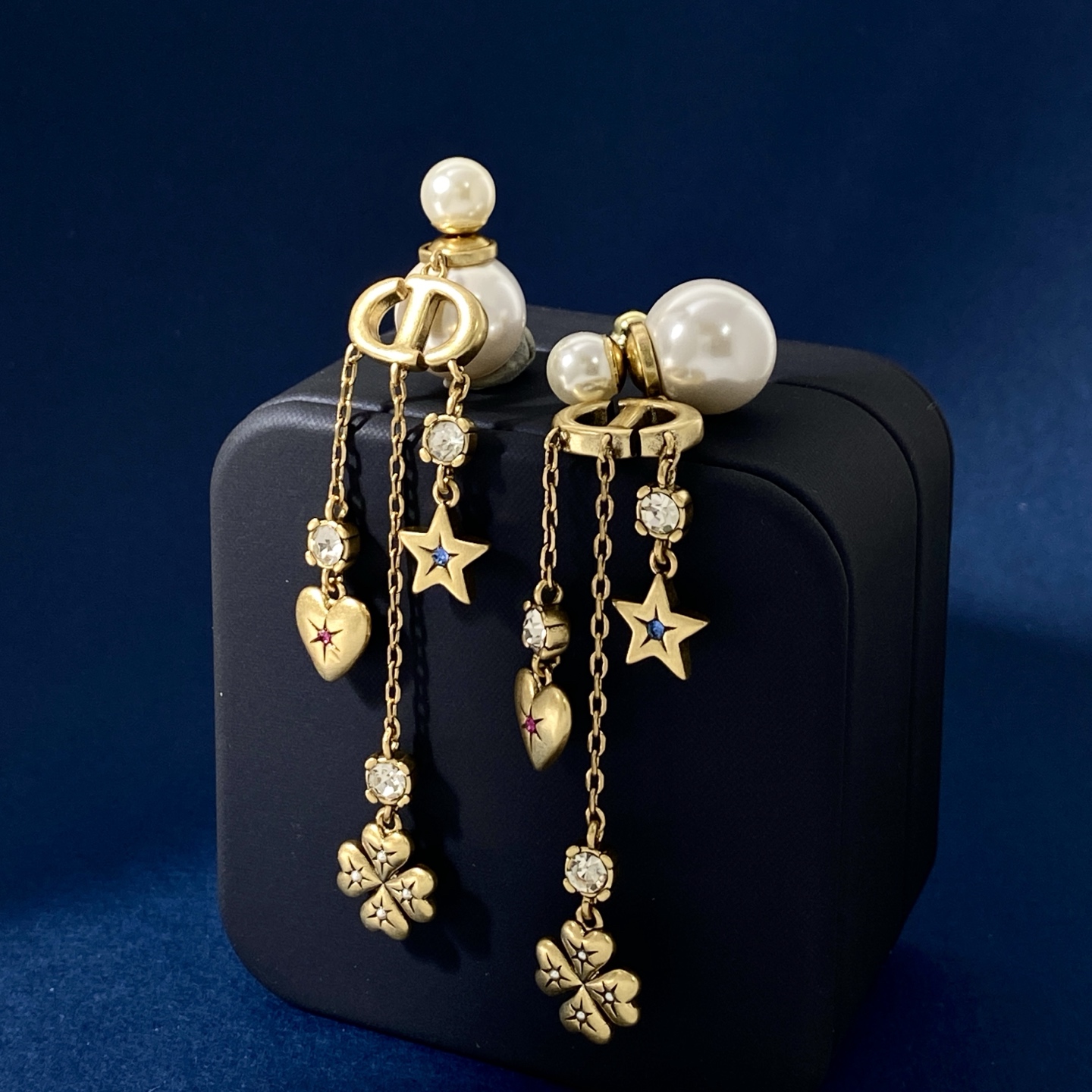 CDE221 Dior clover hear star tassels earrings - ccjewelryacc