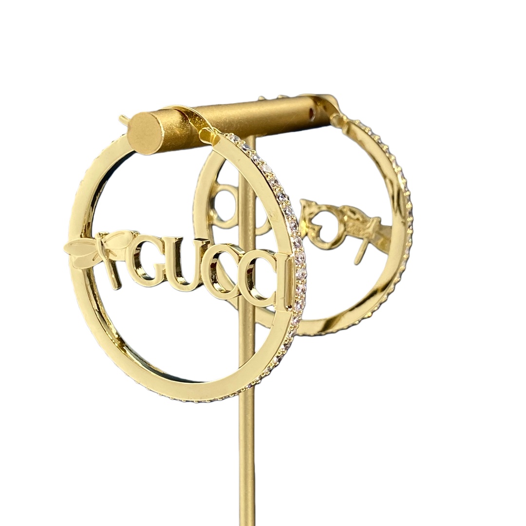 GGE055 GG Hoop earrings in metal and crystal - ccjewelryacc