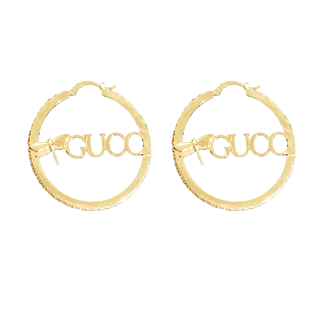 GGE055 GG Hoop earrings in metal and crystal - ccjewelryacc