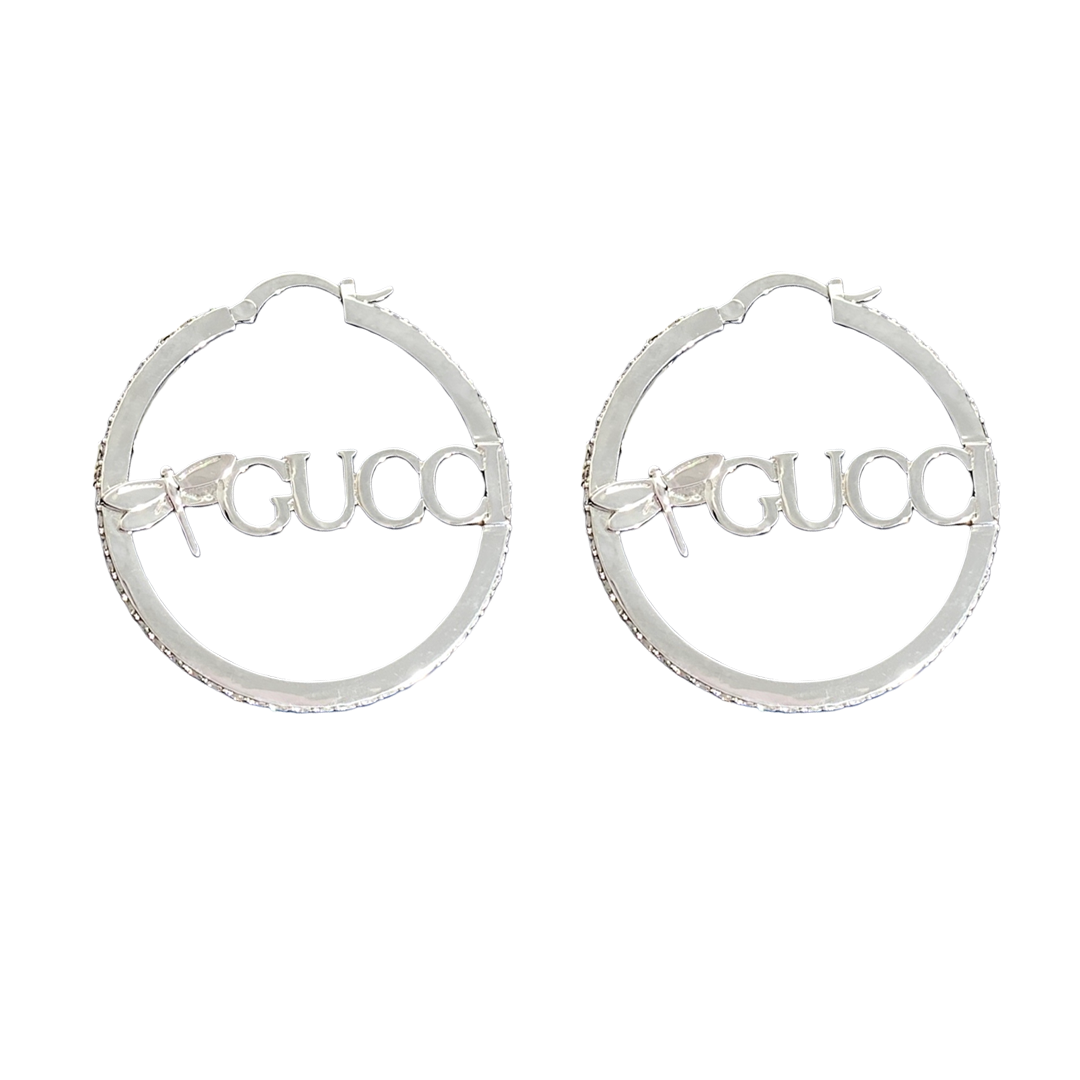 GGE055 GG Hoop earrings in metal and crystal - ccjewelryacc