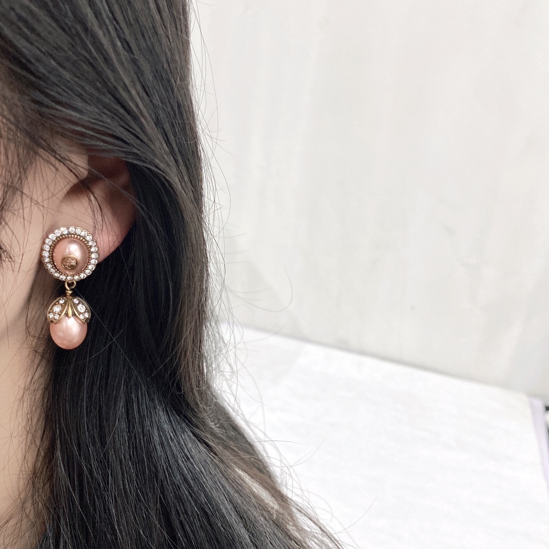 GGE076 GG earrings in metal and pearl crystal - ccjewelryacc