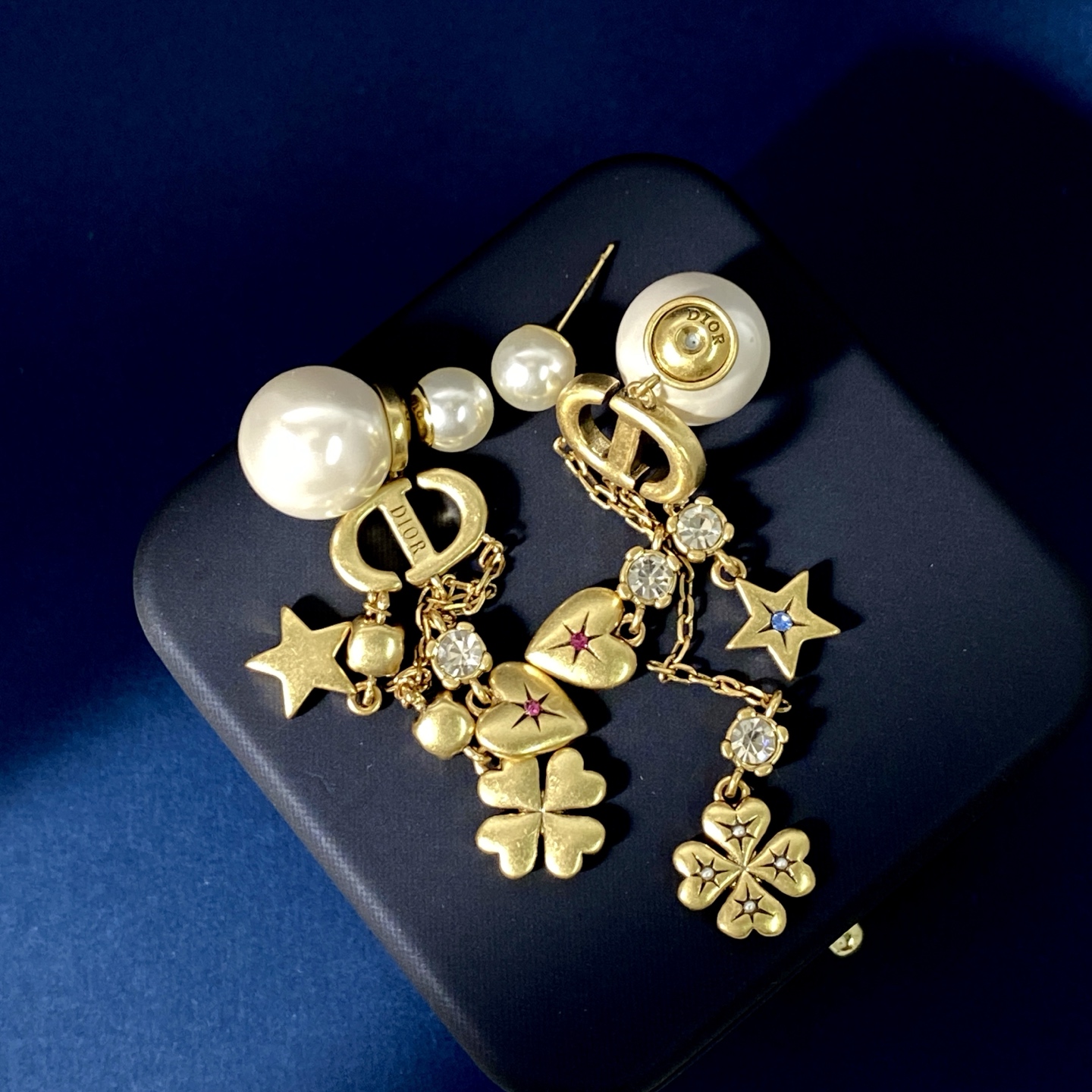 CDE221 Dior clover hear star tassels earrings - ccjewelryacc