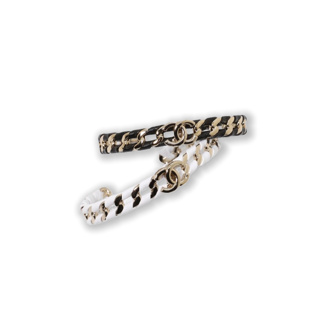 CCS164 Chanel Metal leater cc logo bangle bracelet - ccjewelryacc