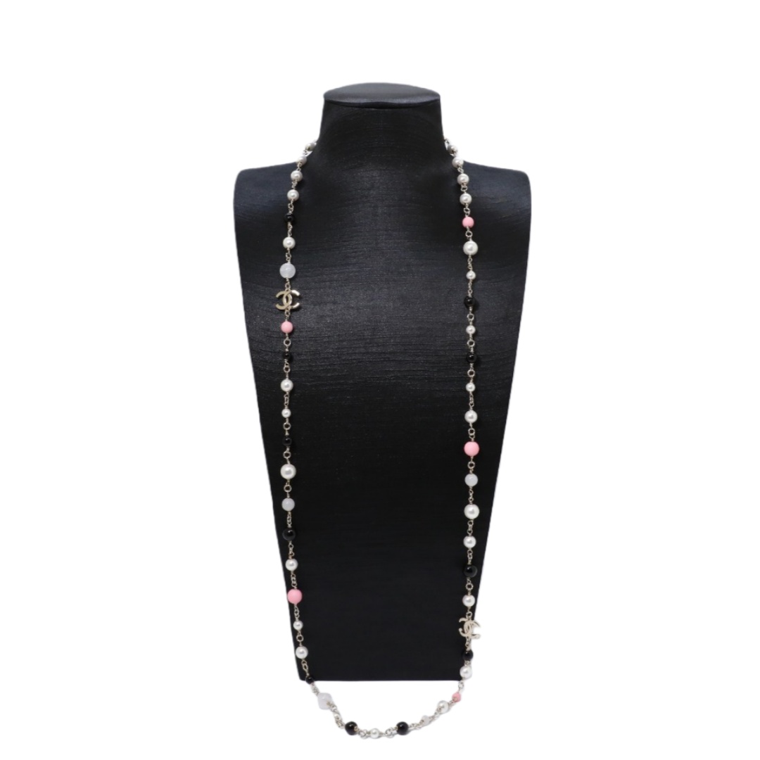 CCL105 Chanel Colored pearl long chain sweater necklace - ccjewelryacc
