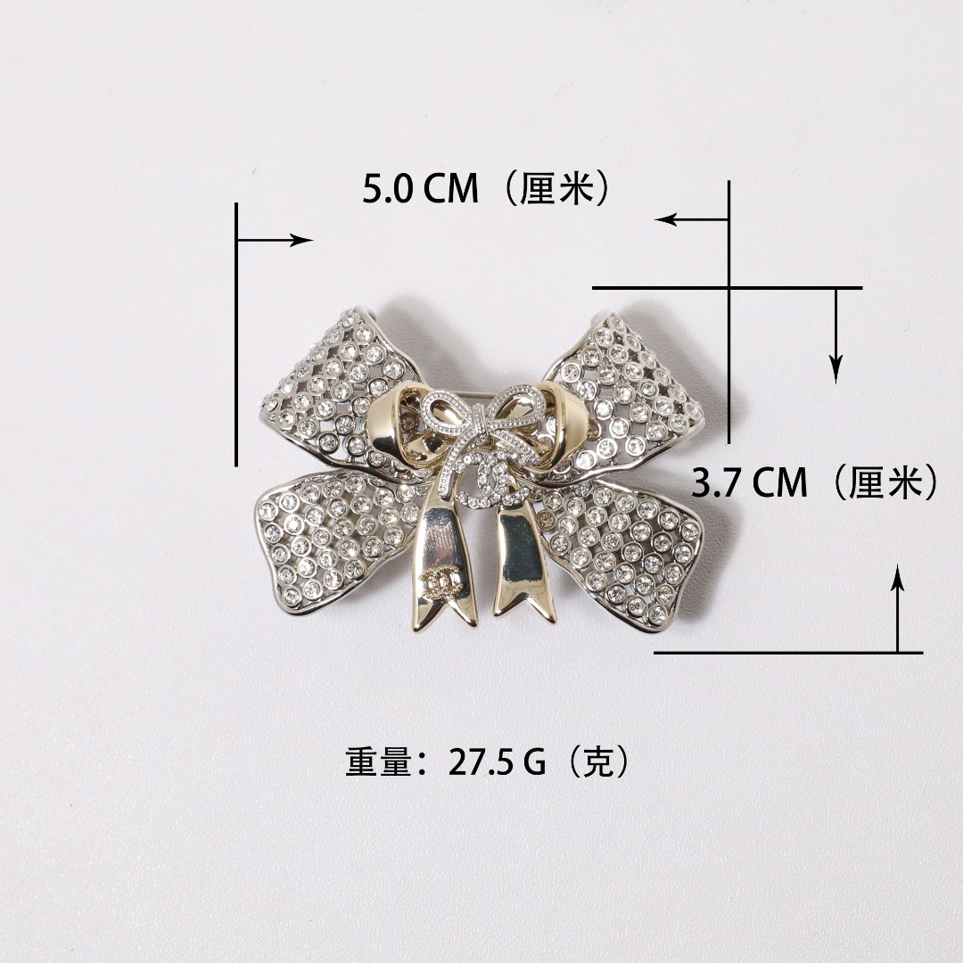 BCB605 Chanel rhinestone bow brooch pin - ccjewelryacc