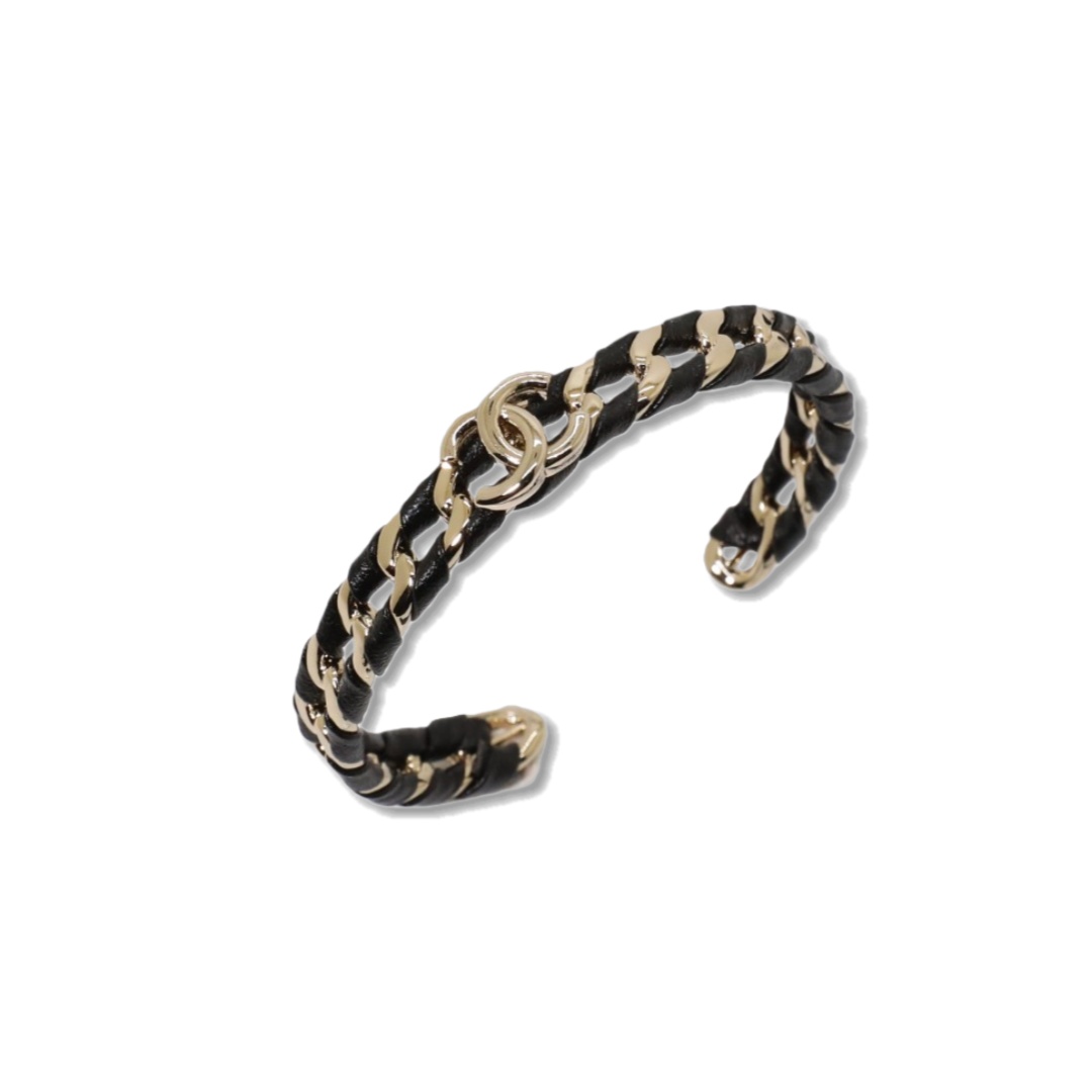 CCS164 Chanel Metal leater cc logo bangle bracelet - ccjewelryacc