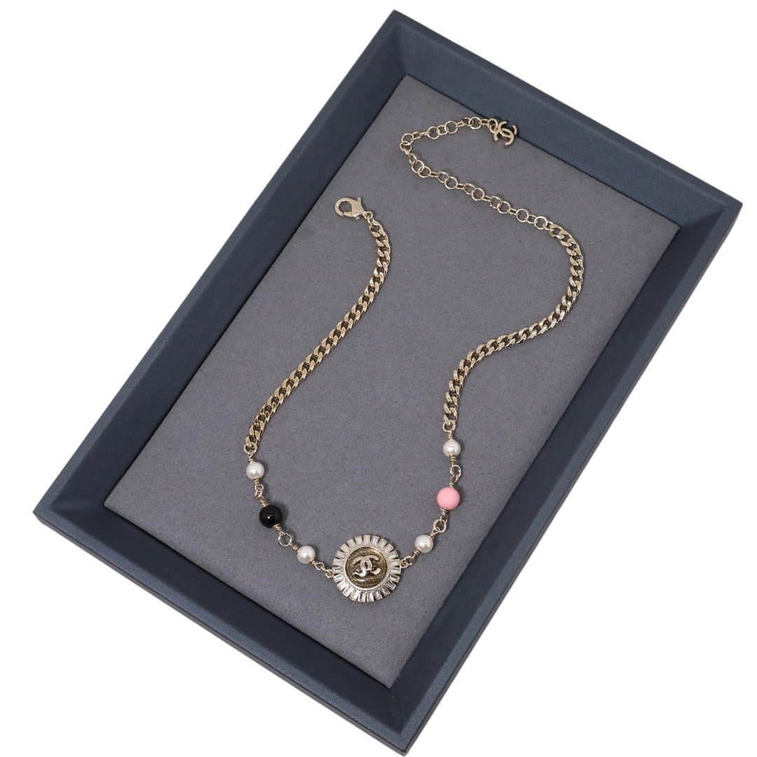 CCL107 Chanel Colored pearl choker necklace long chain sweater necklace - ccjewelryacc